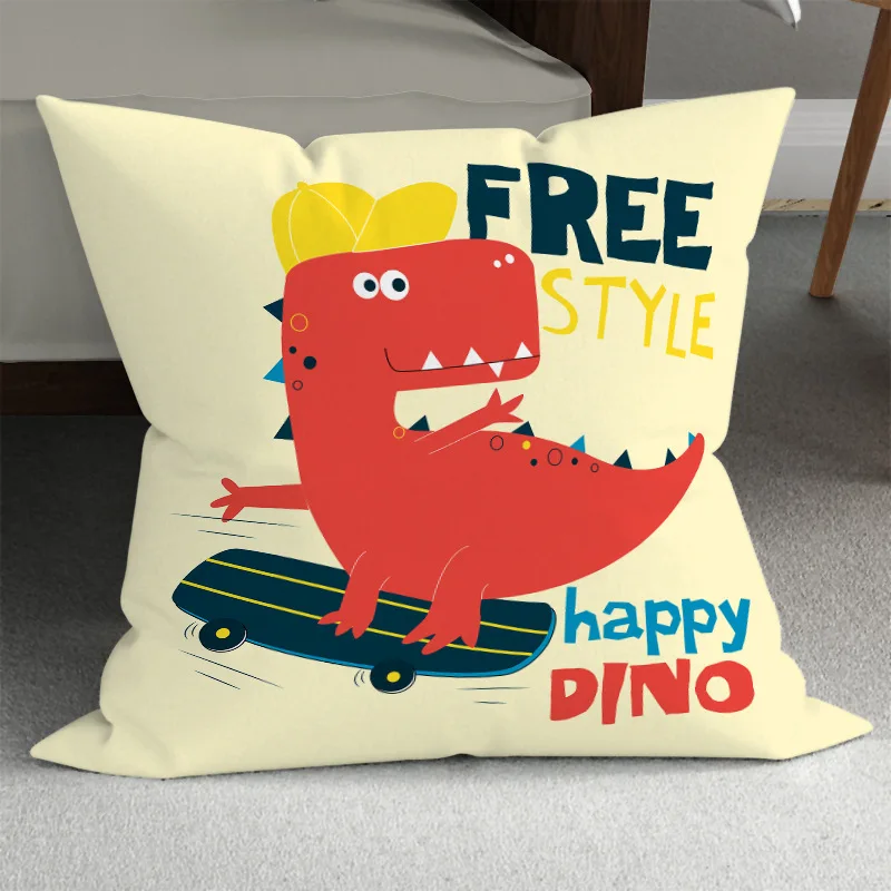 

New Cartoon Dinosaur Monster Cute Throw Pillow Kid's Room Decoration Simple Skincare Cushion Cover Pillow Cover Home Decoration