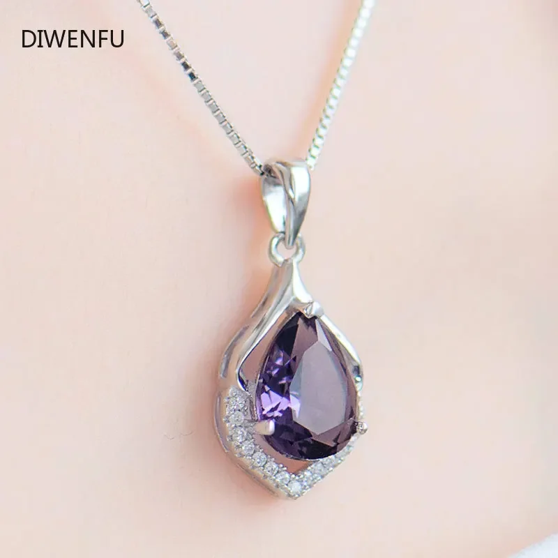Natural Amethyst S925 Silver Necklace Female Pendants Clavicle Chain Accessories Peridot Gemstone pendant necklace silver necklace