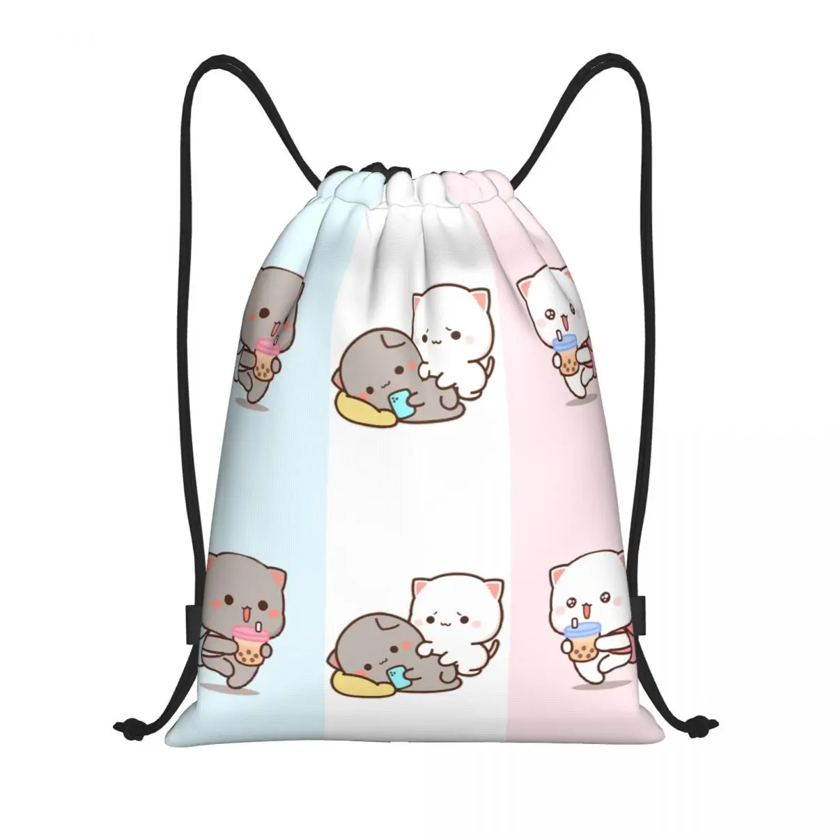 

Cute Mochi Peach And Goma Cat Drawstring Bags Men Women Foldable Gym Sports Sackpack Shopping Storage Backpacks