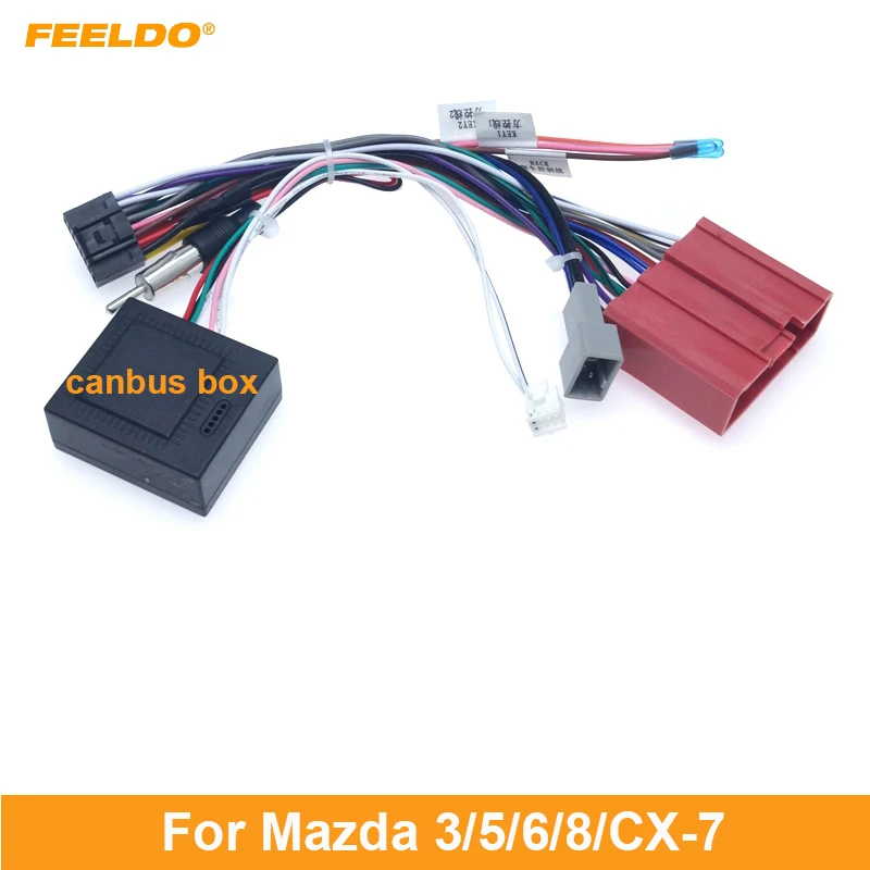 

FEELDO Car 16pin Stereo Radio Power Cable Adapter With Canbus Box Wiring Harness For Mazda 3(08-12)/5(08-15)/6(07-12)/8/CX-7