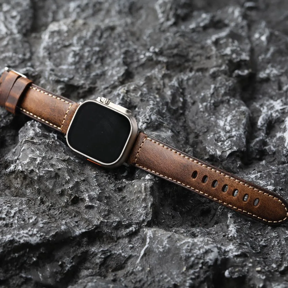 Vintage genuine leather watch band for Apple Watch 3/4/5/6/7/8/SE/SE2/Ultra 42mm 44mm 45mm 49mm watch strap