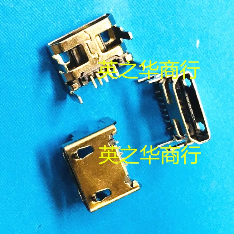 

50pcs orginal new four-pin flat mouth crimping micro USB 5P 4-pin plug-in mike usb socket