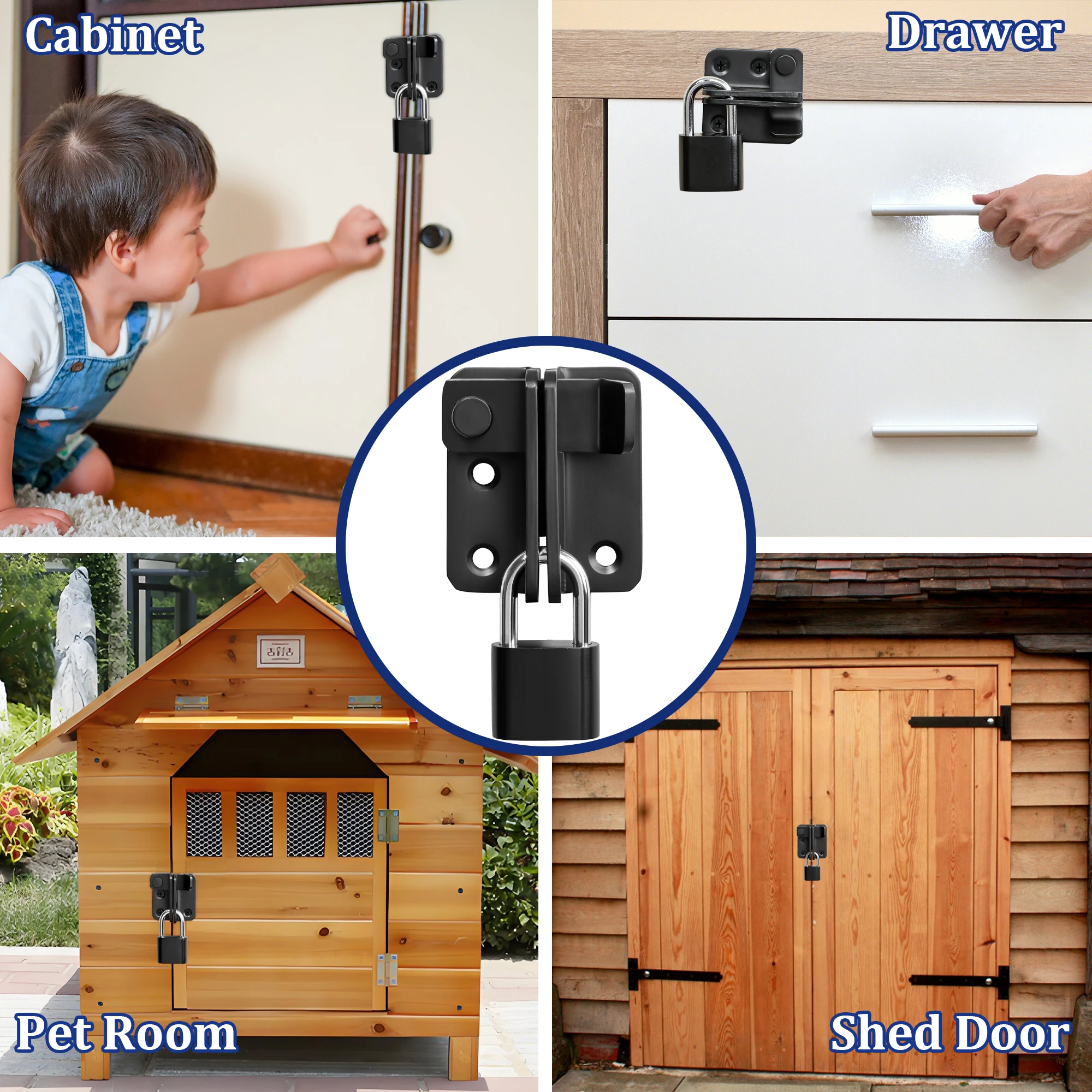 Shed Lock Gate Lock Door Bolt Gate Latch Tiny Padlock Hasp for Wooden Gates Garden Shed Cupboard Stainless Steel Hardware
