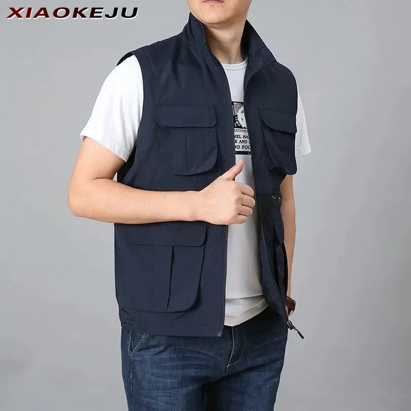 Plus Sleeveless Windbreaker Embroidered Size Outerwear Men's Vest Camping Hunting MAN Waterproof Luxury Clothing Motorcyclist