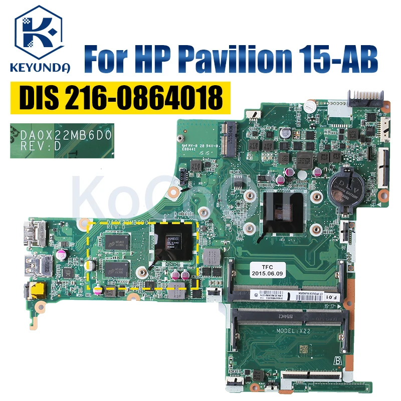 Placa-mãe Portátil para hp Pavilion Da0x22mb6d0 2g 15-ab Notebook Mainboard 809337601 809398 809335 809335501 810972-601 a4 a6 - Imagem 5