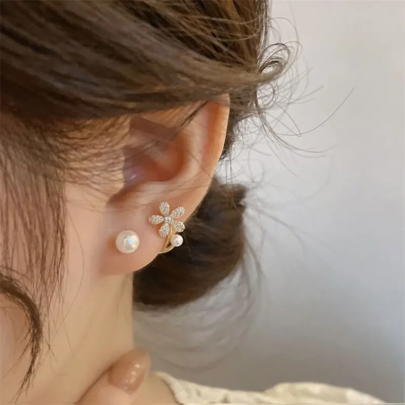 

S925 silver pin niche design sense micro pearl earrings inlay zirconia delciate slim lead fashion trend ear studs ins hot sales