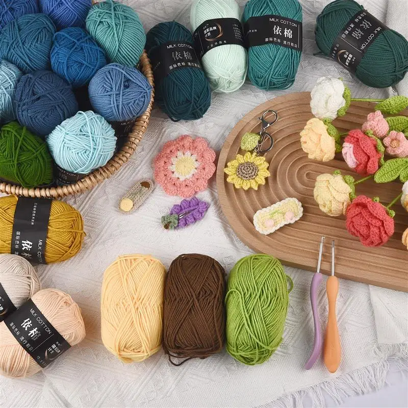 50g Milk Cotton Crochet Yarn 4ply Knitting Wool Needlework Dyed Lanas For Crochet Crafts Sweater Hat Dolls Scarf DIY Knitting