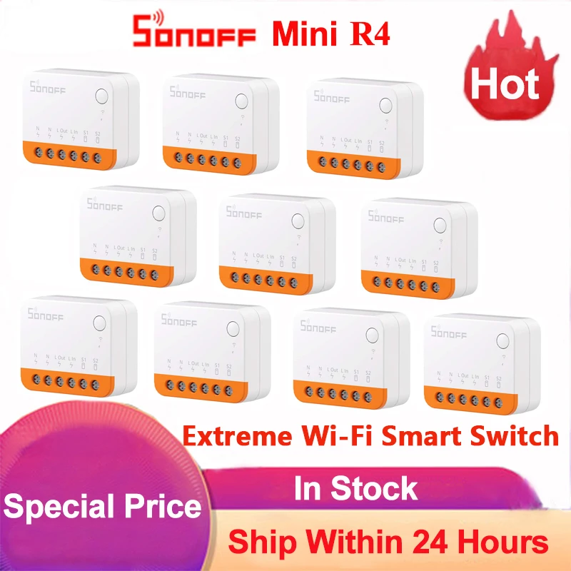 Sonoff Mini R4 Extreme Wifi Smart Switch Interruptor Detach Relay Mode External Switch On-Off Control Work with eWelink Alexa