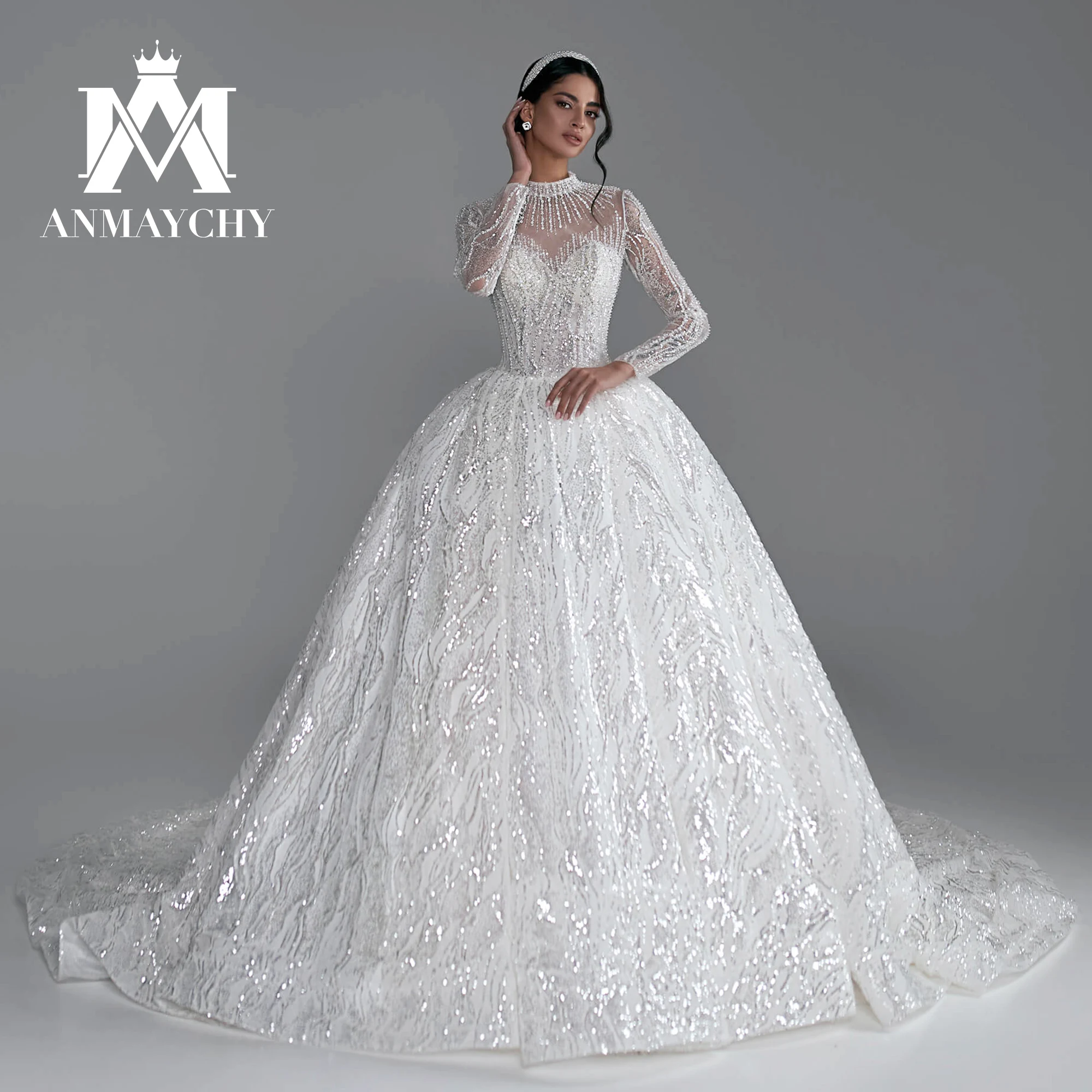 Женское свадебное платье с блестками ANMAYCHY