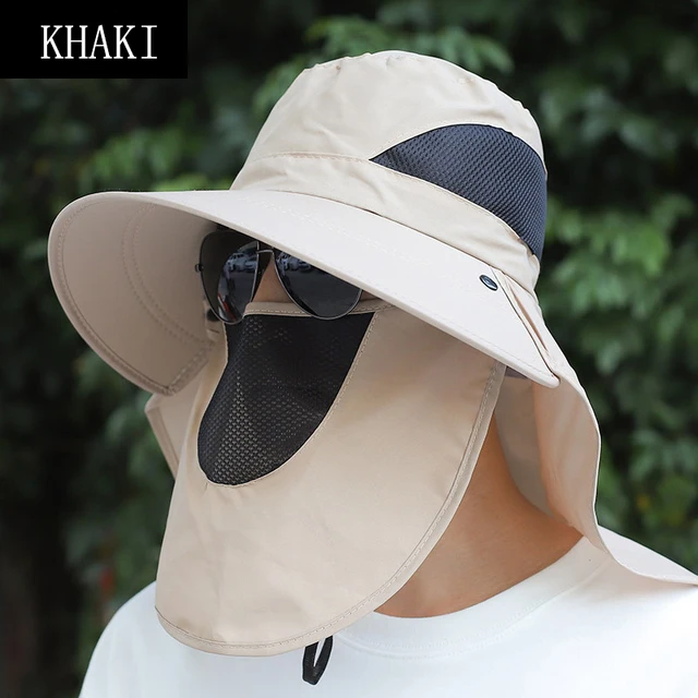 

Summer Fishing Sun Hats UV Protection Summer Breathable Mesh Caps Hunting Sunshade Camping Visor Bucket Removable Fishing Hat