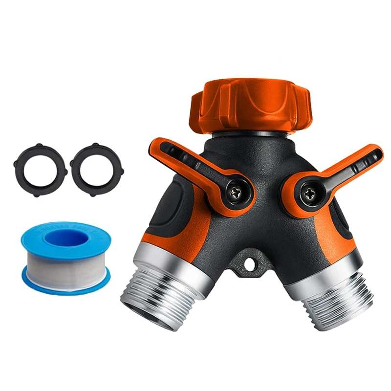Hose Splitter 2 Way, Metal Connector, Two Way Garden Hose Splitter