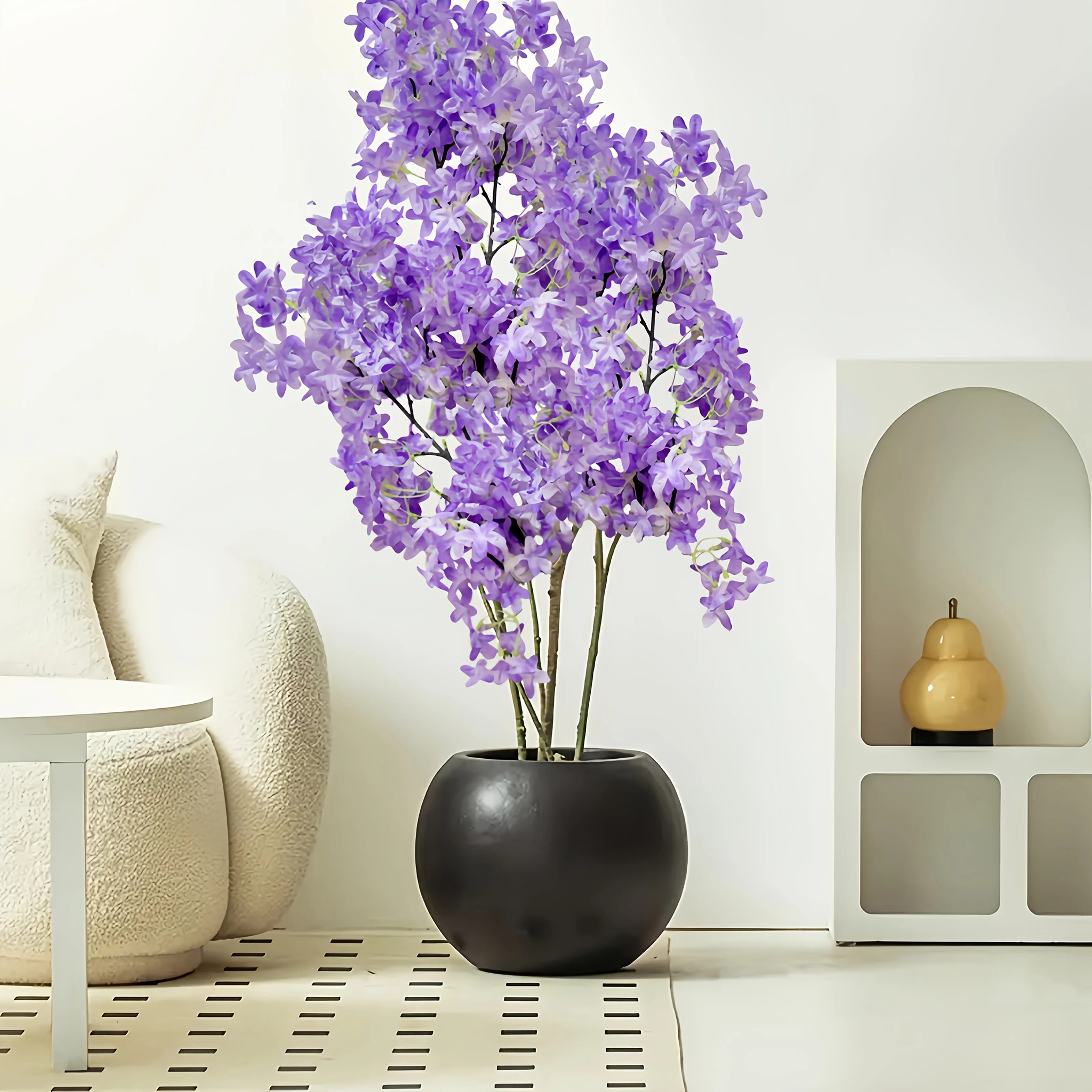 88.9cm Purple Cherry Blossom Stems, Artificial Lilac Flowers for Wedding Home Decor, Faux Floral Arrangements No Maintenance