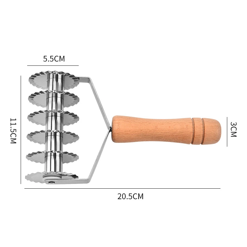 Wooden Handle Manual Noodle Roller Cutter Stainless Steel Pasta Pressing Machine Maker Pizza Dough Knife Kitchen Helpers Tools