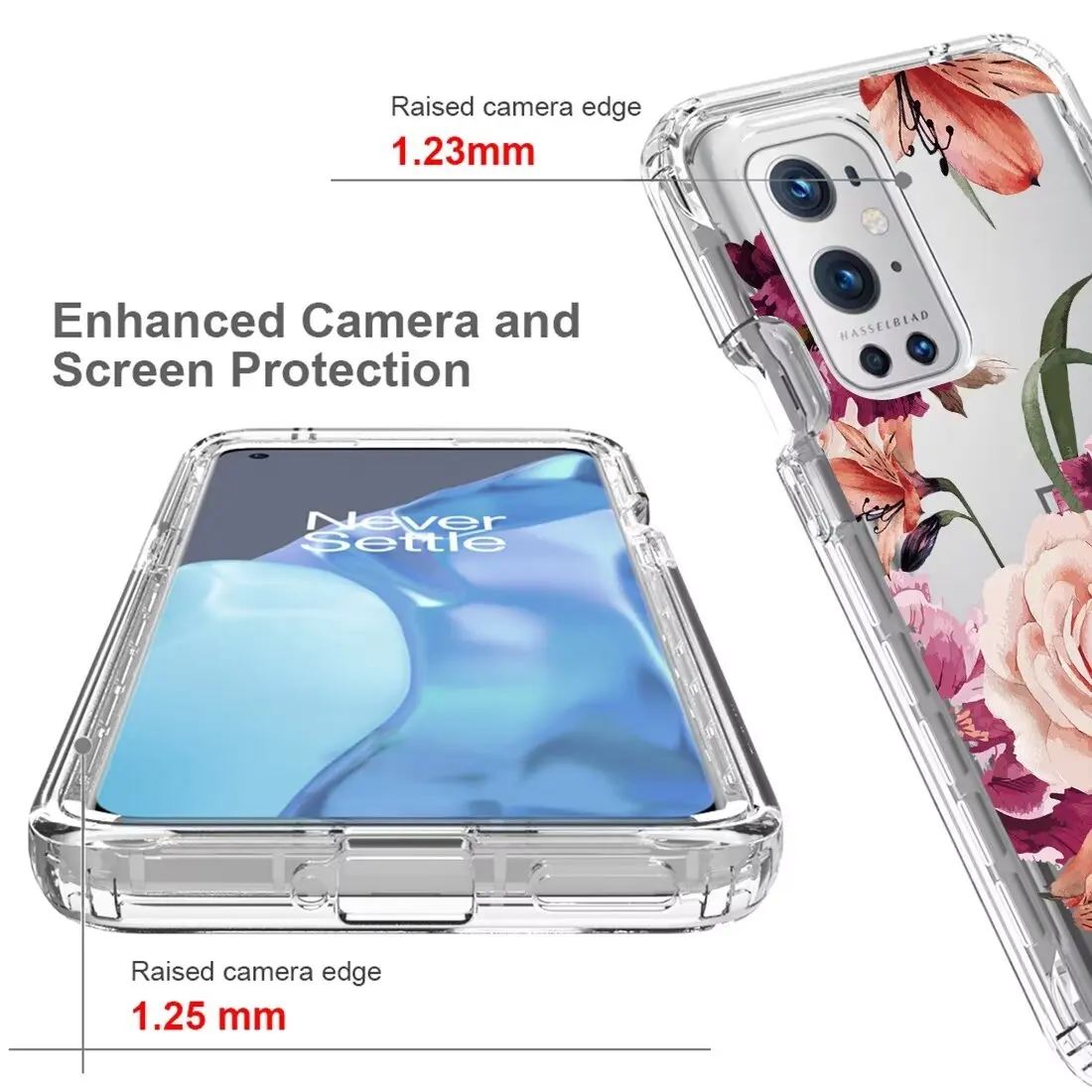Crystal Clear Dual-Layer Shockproof Transparent Case with Hard Bumper and Soft TPU Protective Cover