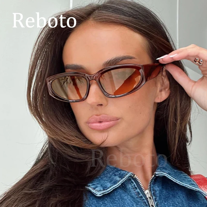 

Trendy Women's Oval Sunglasses Fashion Luxury Brand Small Brown Sexy Cat Eye Sunglasses Women Vintage Punk Shades Eyewear Oculo