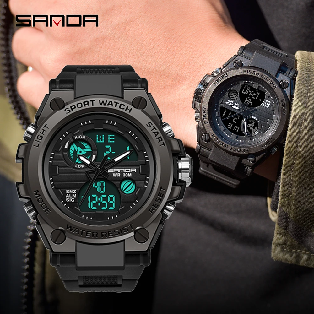 SANDA Sports Mens Watches Top Brand Luxury Military Quartz Watch Men Waterproof S Shock Digital Male Clock Relogio Masculino 739