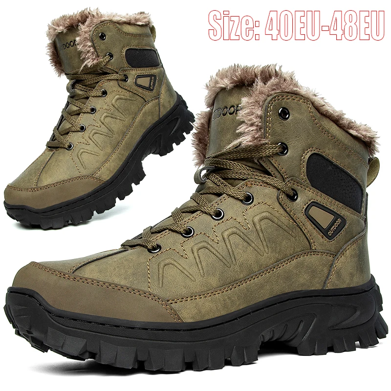 

Leather Waterproof Men Boots New Hiking Shoes Winter Outdoor Snow Boots Ankle Snow Hunting Shoes Men High-Quality Sports Shoes