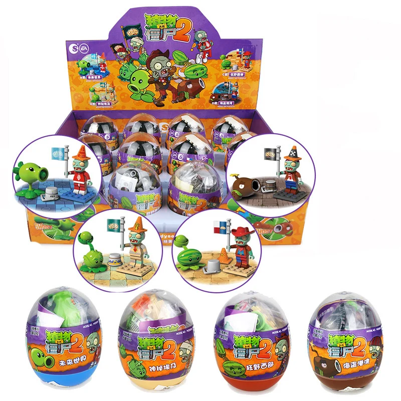Plants Vs. Zombies Surprise Capsules Toys Kids Assembling Building Blocks Game Figure Model Dolls Random Send One Birthday Gifts