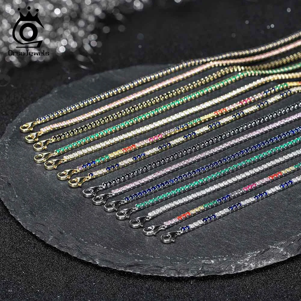 Silver Bracelet ORSA JEWELS 925 Sterling Silver Multicolour Zircon Tennis Bracelet for Women