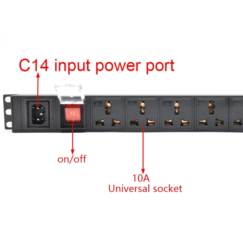 Cabinet rack wall desktop mount PDU Power Strip Unit C14 Input power input 2-10Ways Universal Socket extension electrica
