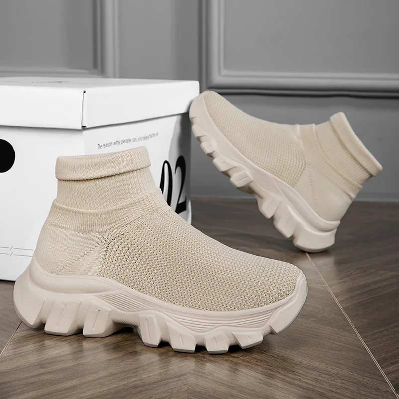 Fashion Knit Men Casual Sneakers Comfortable Socks Walking Shoes Couple Comfortable Outdoor Wear-resistant Trainer Running Shoes 2