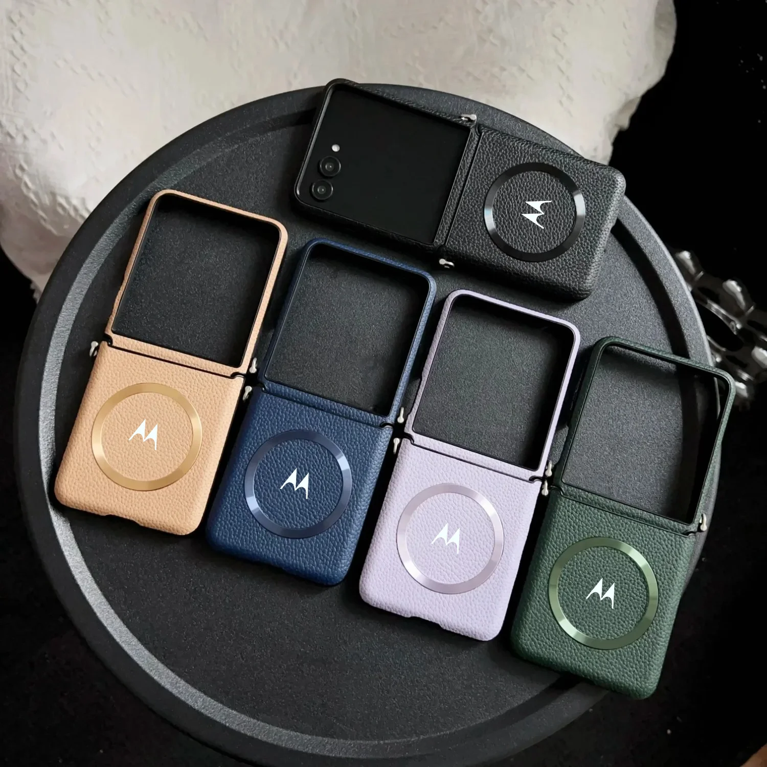 Luxury PU Leather Magnetic Shockproof Cover with Magsafe Wireless Charging