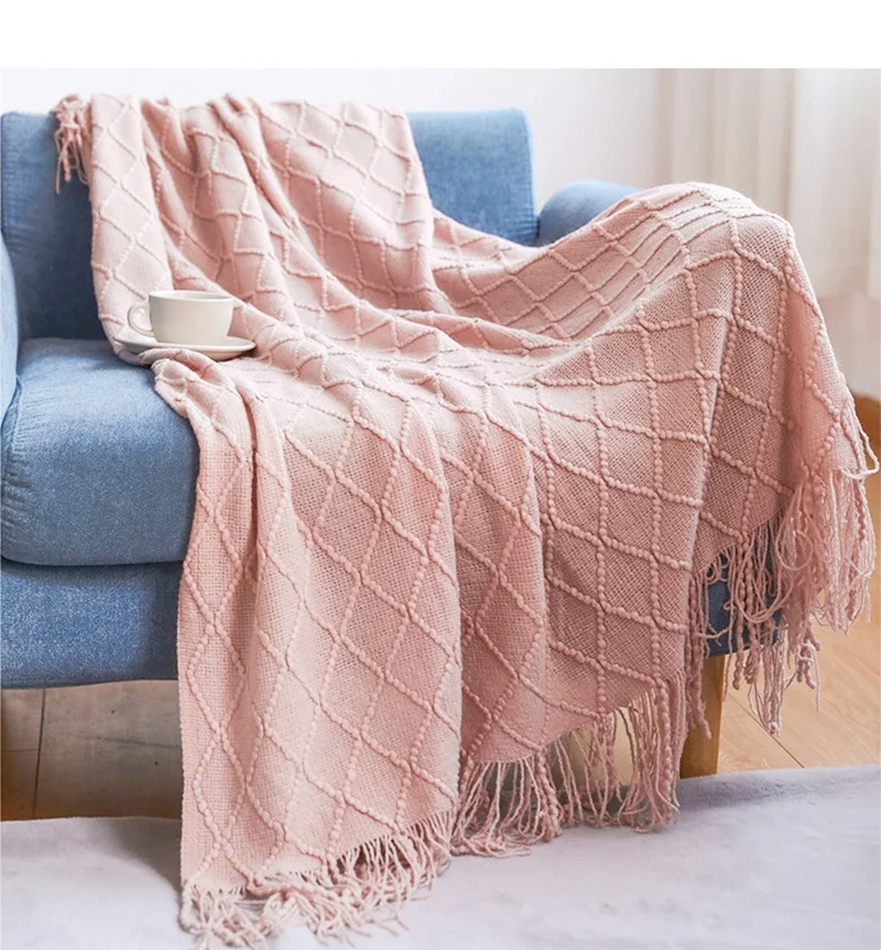 Khaki Oversized Boho Knit Throw Blanket