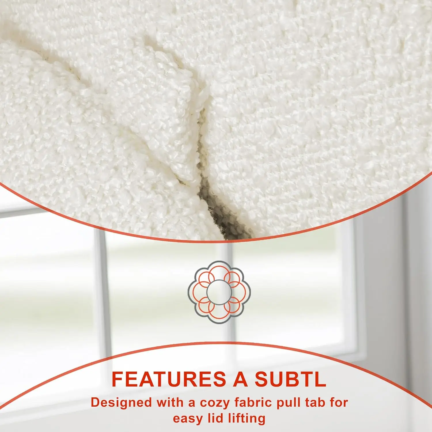 Storage Round Ottoman with Removable Lid Home Décor|Upholstered Round Foot Rest Ottoman - Cream Boucle