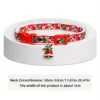 Festive Christmas Pet Collar with Santa Hat Charm - Adjustable Red Polyester Necklace for Dogs and Cats, Holiday-Themed Design 3