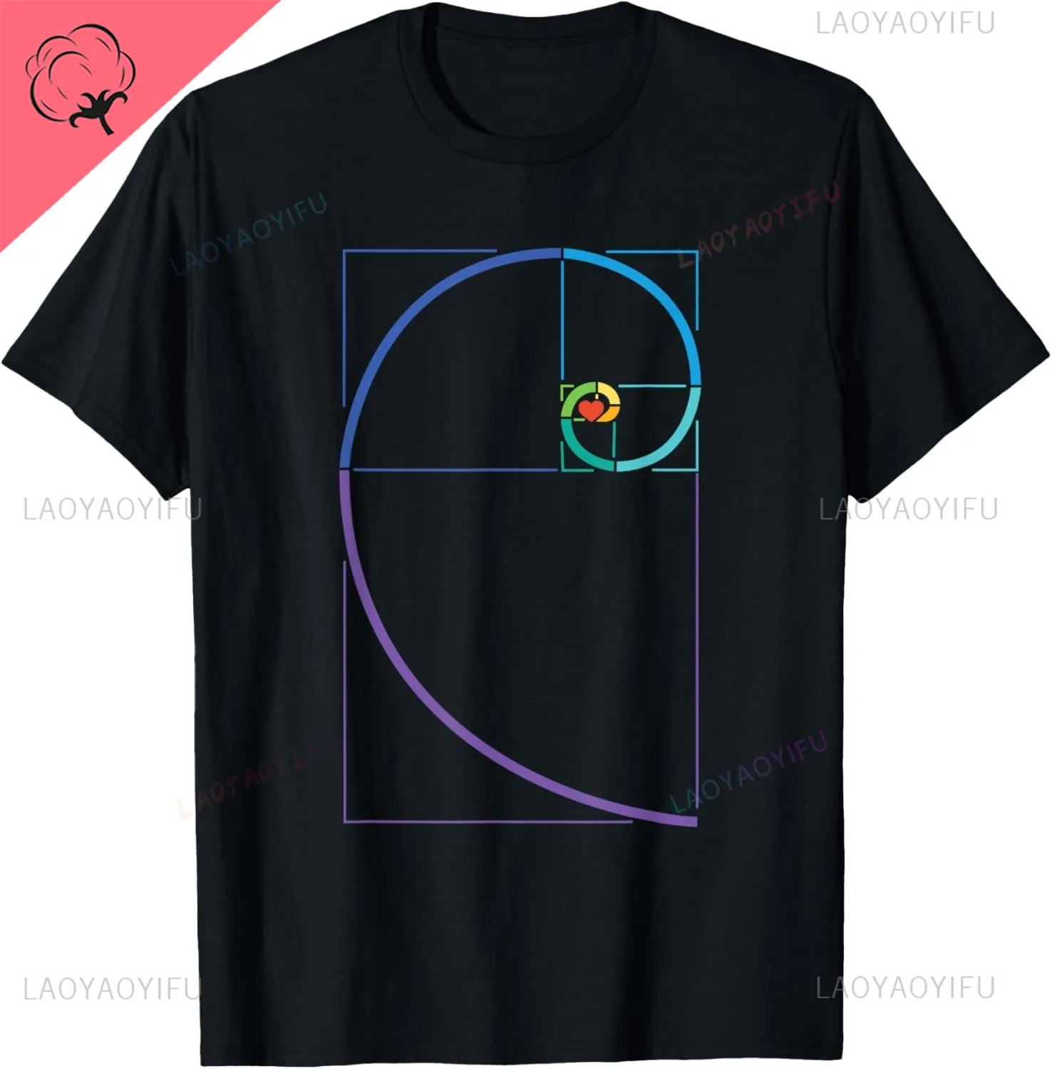 Fibonacci Golden Ratio T-Shirt Druck Original Design Geschenke T Shirts Baumwolle Streetwear Vintage T Shirt Camisas Streetwear – Detail 11