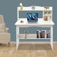 Free Standing Home Office Desk with Bookshelf, Writing Study Computer Workstation Laptop Table for Living Room, Bedroom, School 1