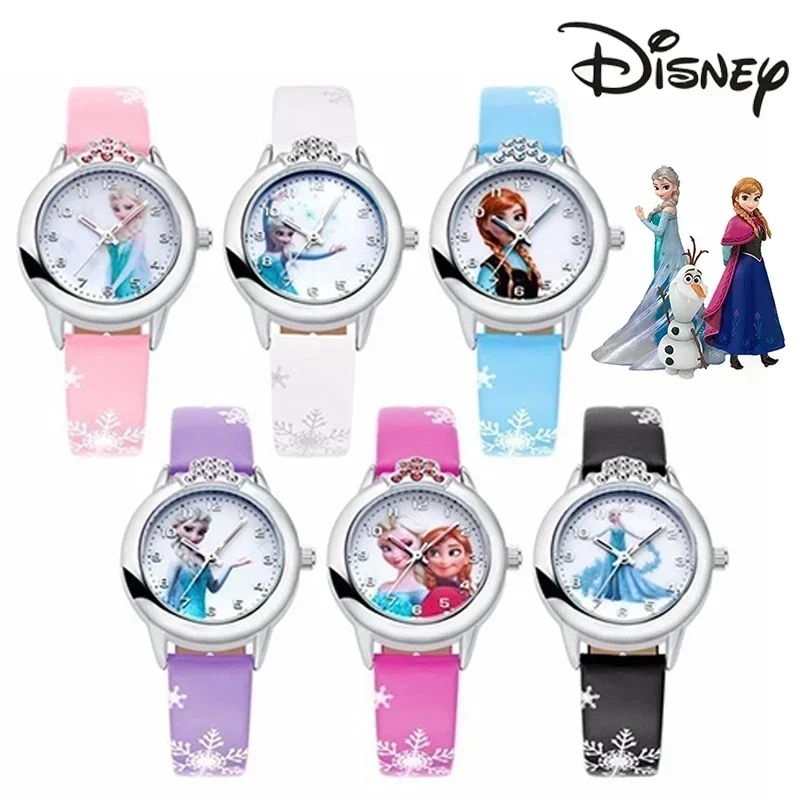 Disney-Reloj de Frozen Elsa para niños, figura de Anime, cinturón de Anna, reloj de dibujos animados electrónico Digital luminoso, regalo de cumpleaños para niños