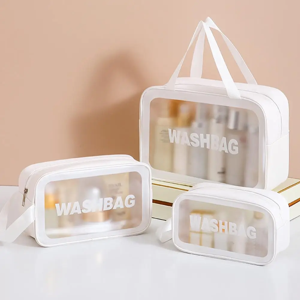 Borsa da Viaggio Portatile per Donna, Trasparente e Impermeabile, Grande Capacità per Cosmetici e Articoli di Bellezza - immagine 3