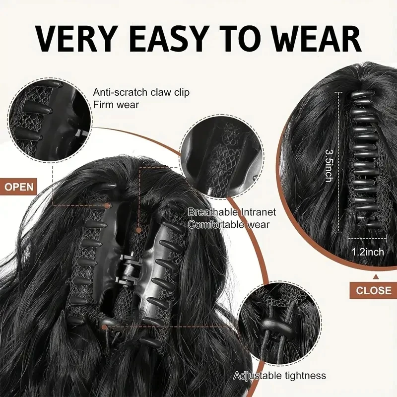 Claw Clip Ponytail Extensions Kinky Straight Human Hair Clip In Pony Tails Yaki Hair Extensions 10"-30: Inch Real Remy Human Hair Extensions