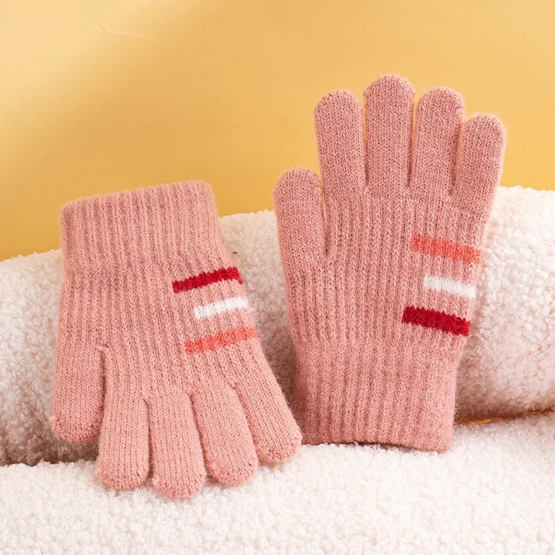 Winter Warm Kids Glove Fashion Simplicity Solid Color Mittens for Children Boy Girl Wool Cashmere Outdoor Glove for 3-6 Year Kid winter gloves