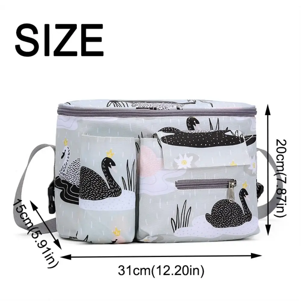 Large Capacity Baby Stroller Bag Multiple Pockets Cartoon Baby Stroller Hanging Bag Oxford Cloth Save Space Diaper Bag Organizer