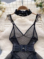 Sexy V-Ne Me Underbody Strap One-Piece Slimming Waist Bellflower Hem Commute Sle High Waist ort Pants Straight Cut - Image 2