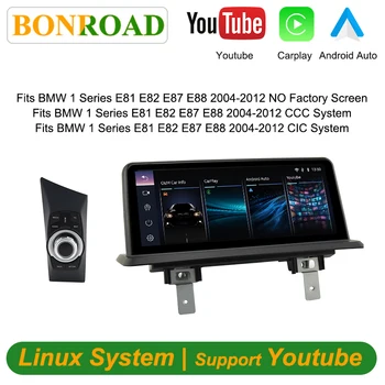 Pantalla Bonroad de 10.25 pulgadas con Linux y Carplay para BMW Serie 1 120i E81 E82 E87 E88 2004-2012 CCC CIC iDrive Android Auto Youtube Stereo 1