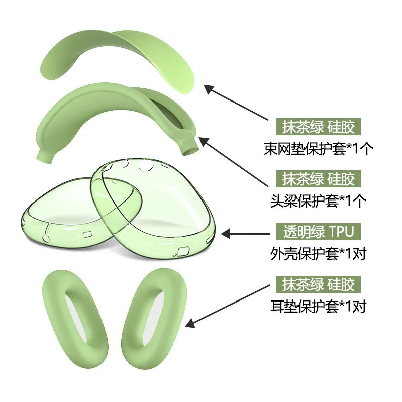 Clear Silicone & TPU Shockproof Headset Protector with Ear Cushion Cover