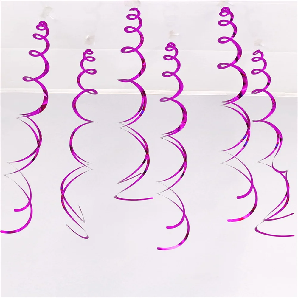 6 Stück hängende Wirbelbanner für Geburtstag, Hochzeit, Dekoration, PVC, Gold, Silber, Spirale, Anhänger, Zuhause, Partyzubehör, Hintergründe – Detail 7
