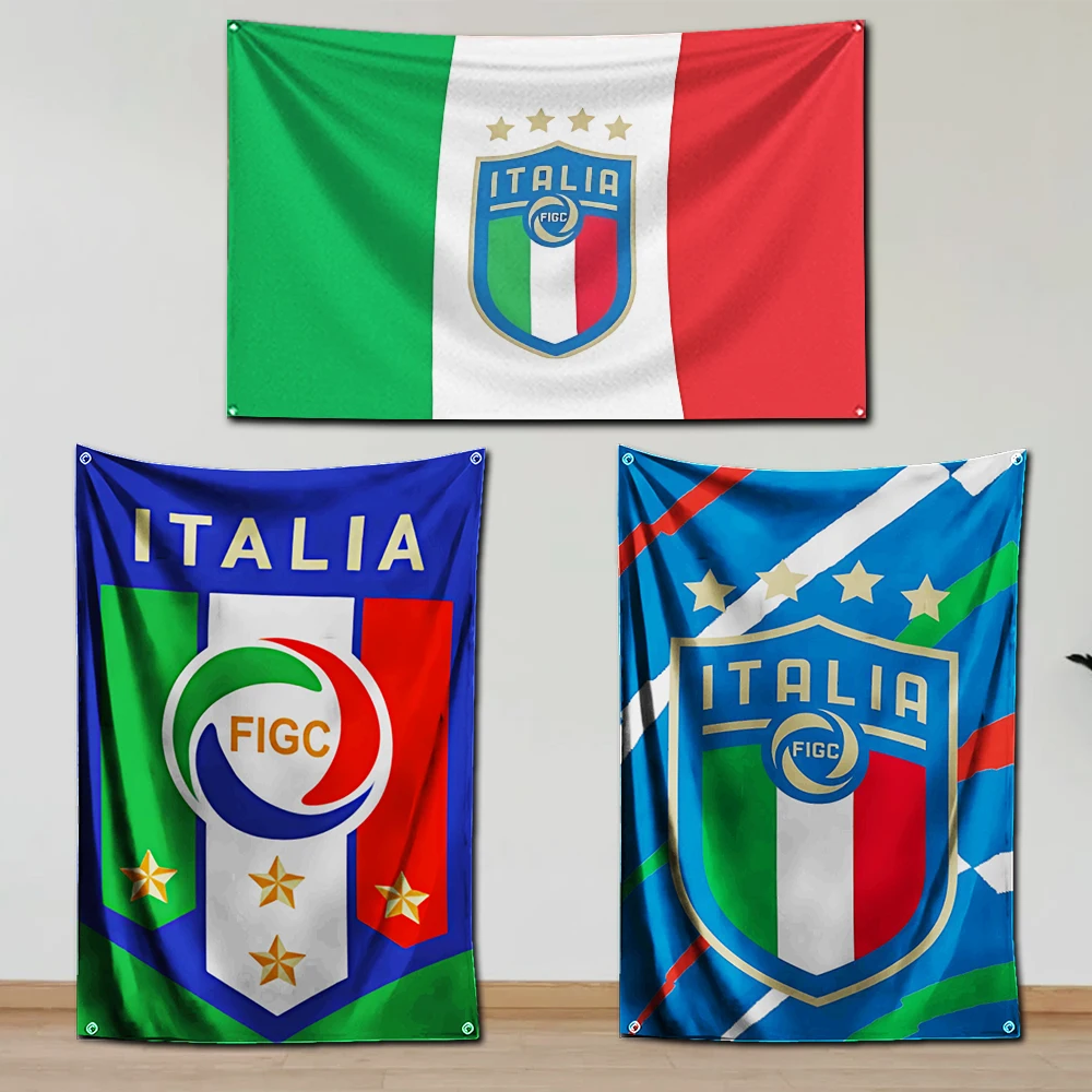 

3x5 футов, итальянский Футбольный флаг, фотографический баннер для гаража, настенное украшение с латунными кольцами