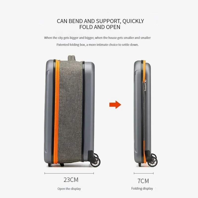 MiFuny Rolling Luggage Folding ABS Foldable Trolley Case Portable Storage Luggage Carry on Luggage with Wheels Travel Suitcase