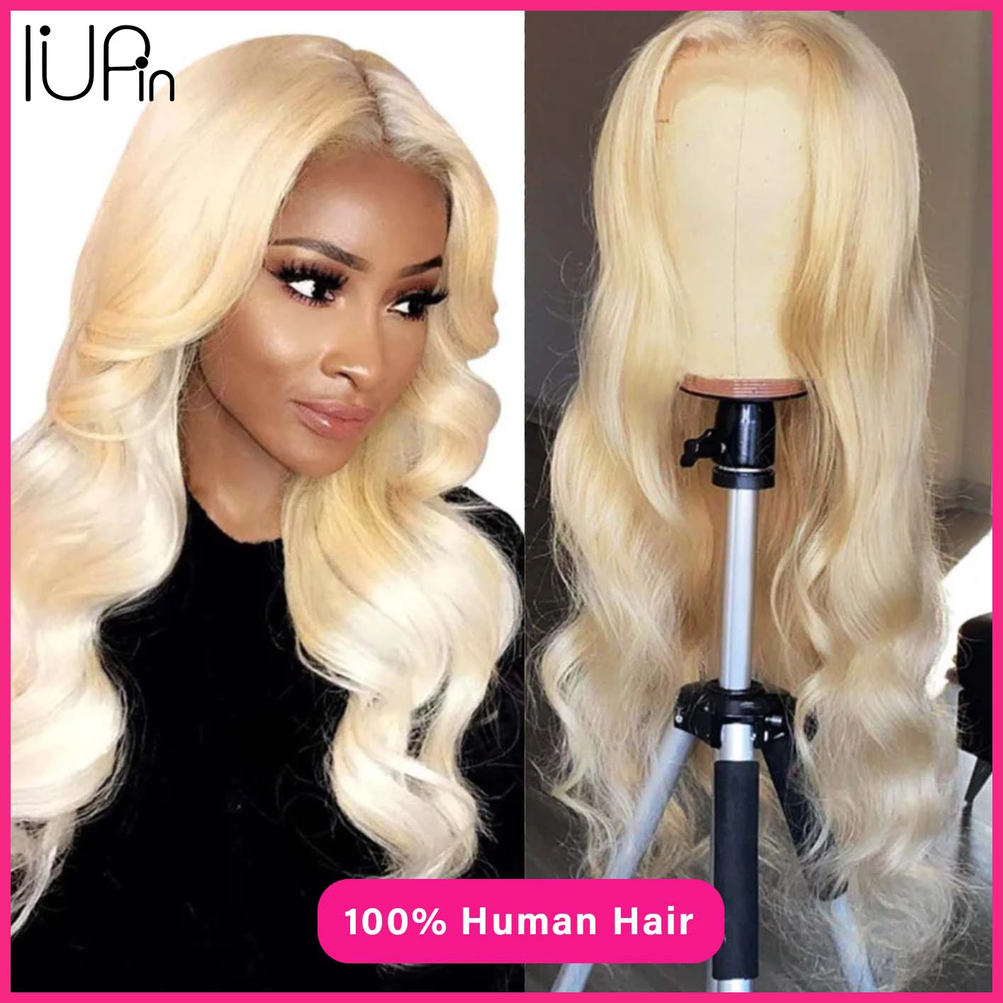 

IUPin 32 inches 613 Blonde Body Wave Lace Front Wigs 10A 250% Density 13x4 Wig Brazilian Remy Hair For black Women Hair