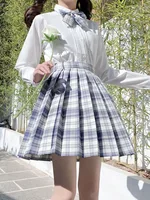 ZOKI Plaid Women Pleated Skirt Bow Knot Summer High Waist Preppy Girls Dance Mini Skirt Cute A Line Harajuku Sexy Japan Faldas - Image 2