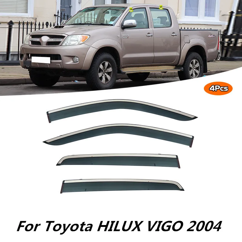 

For Toyota HILUX VIGO 2004 Window Visor Outer Trim Chrome Accessories Deflectors Visors Rain Guard Door Vent Shades Ventvisor