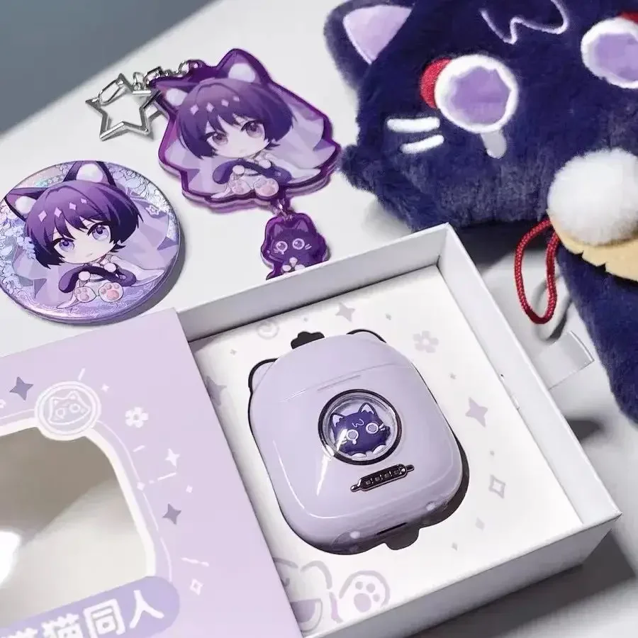 Genshin Impact Headphone Anime Gift Cute Wander Customized HIFI Bluetooth 5.3 Headset Cosplay Active Noise Cancellation EarbudsZ