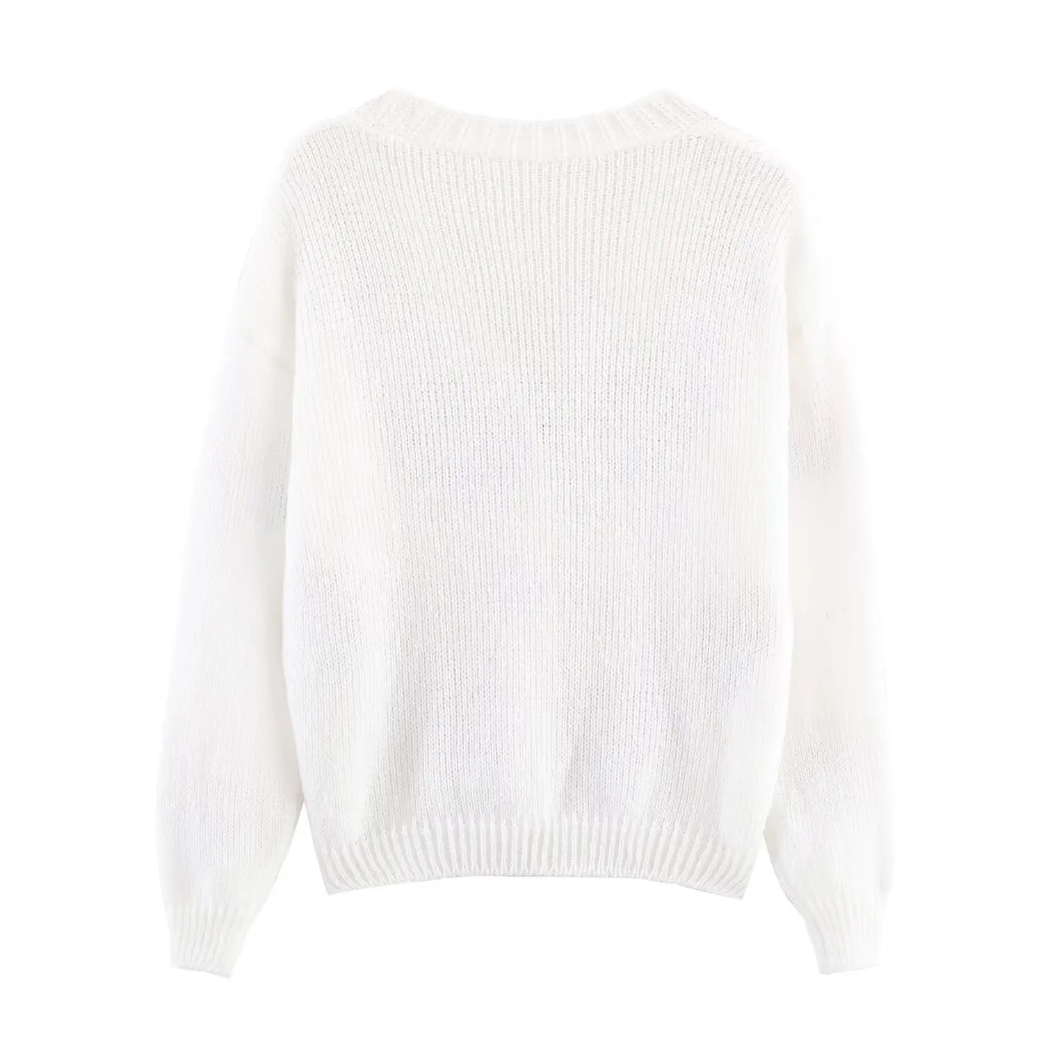 Women Korean Style Autumn Winter Knitted Cardigan Female V-Neck Flower Decoration Long Sleeved Cute Sweater Jacket Streetwear