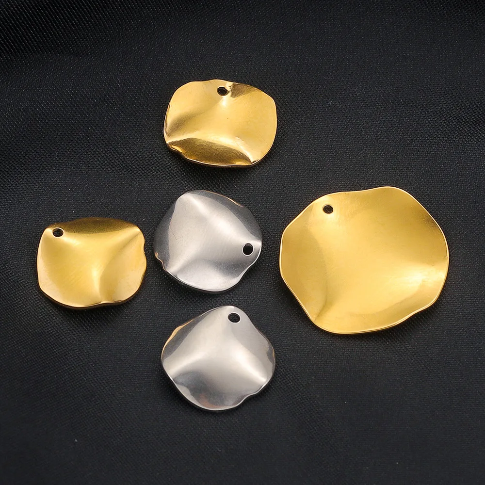 Stainless Steel Curved Hammered Irregular Dangle Pendant DIY Geometric Jewelry 4