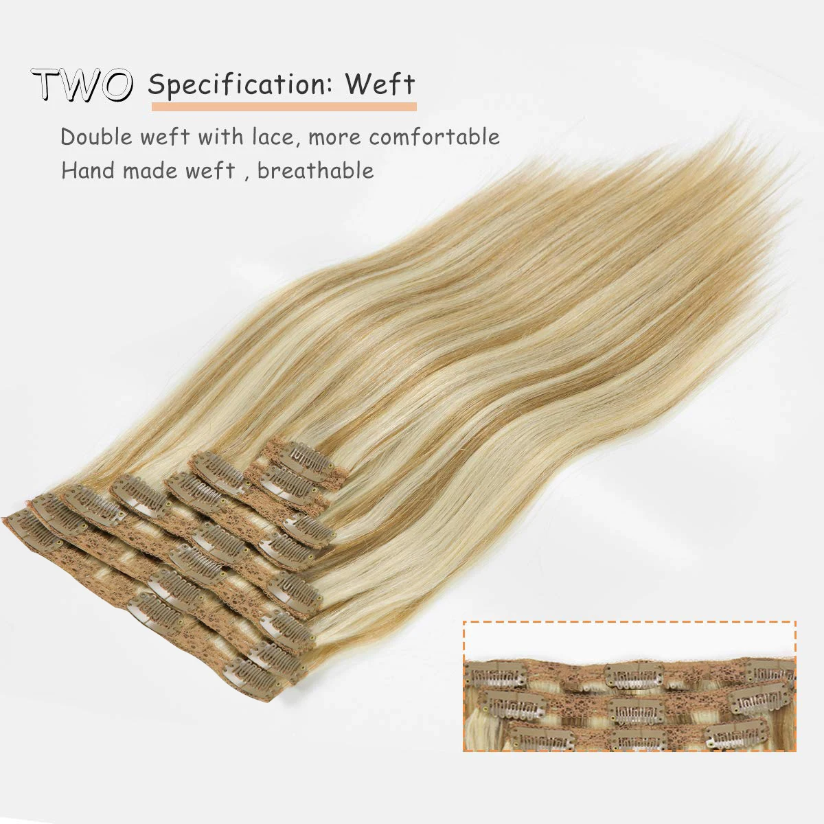 Hair Extensions 120G Clip In Hair Extension Human Hair Color P8/613 Straight Brazilian 100% Human Extension 8 Pieces/Sets Full Head