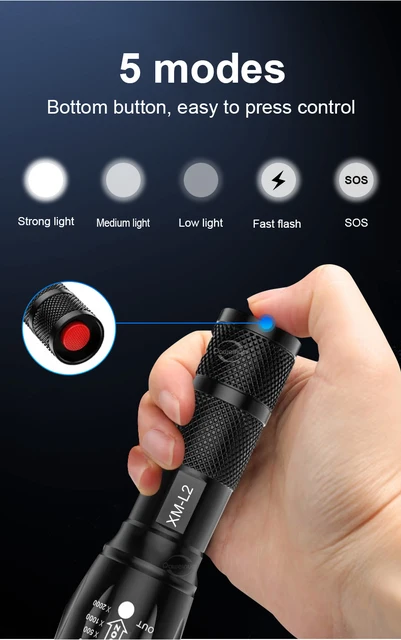 超高輝度 XM-L2 LED 懐中電灯 18650 充電式トーチ最も強力な